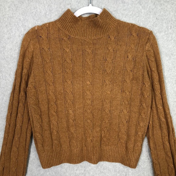 Hippie Rose Sweater XS Rust Cable Twist Open Back Academia Tennis Prep Heritage - Picture 4 of 13